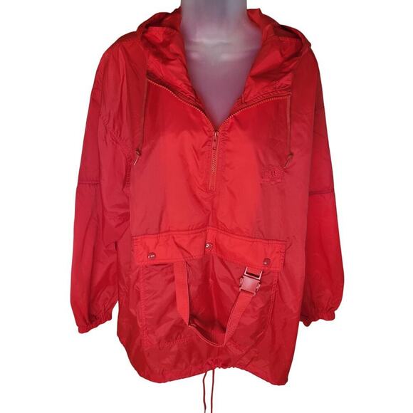 totes Jackets & Blazers - Totes Women Red Raincoat Hood Pocket Drawstring Hem Zip Front Sz L